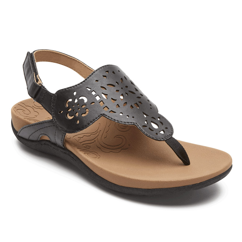 Sandalias Rockport Mujer Mexico - Ridge Circle Cutout Thong Negros - QZFNR8479